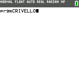 Avvio del programma CRIVELLO sulla TI-84 Plus